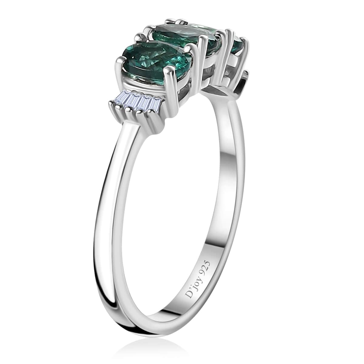 Indian Ocean Apatite and Diamond 3 Stone Ring in Platinum Over Sterling Silver (Size 5.0) 1.25 ctw image number 3