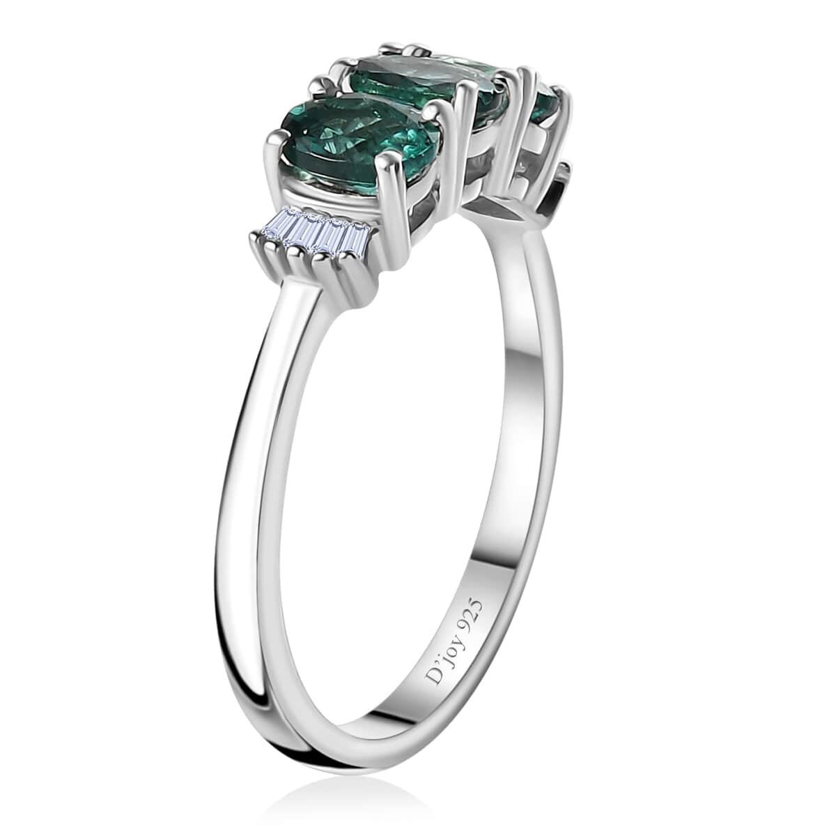 Indian Ocean Apatite and Diamond 3 Stone Ring in Platinum Over Sterling Silver (Size 6.0) 1.25 ctw image number 3