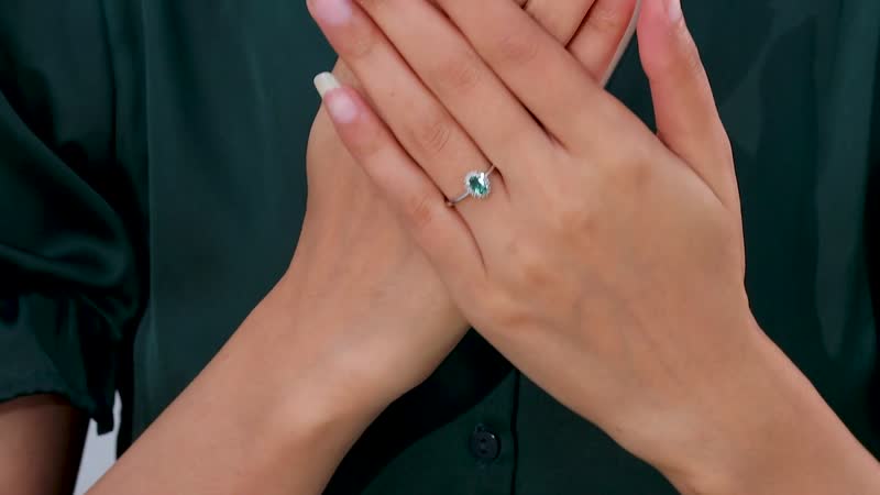 Ocean Blue Apatite, Diamond Halo Ring in Platinum Over Sterling Silver (Size 10.0) 0.60 ctw