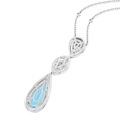 Chairman Vault Collection Certified & Appraised Rhapsody 950 Platinum AAAA Santa Maria Aquamarine and E-F VS Diamond Drop Necklace 18 Inches 20.21 Grams 7.25 ctw