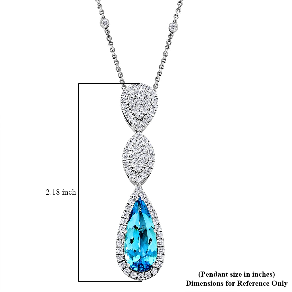 Chairman Vault Collection Certified & Appraised Rhapsody 950 Platinum AAAA Santa Maria Aquamarine and E-F VS Diamond Drop Necklace 18 Inches 20.21 Grams 7.25 ctw