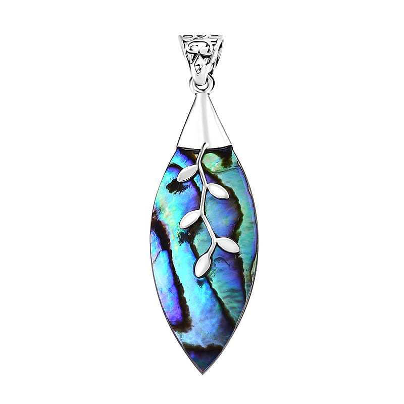 Abalone Shell Colorful Pendant in Sterling Silver