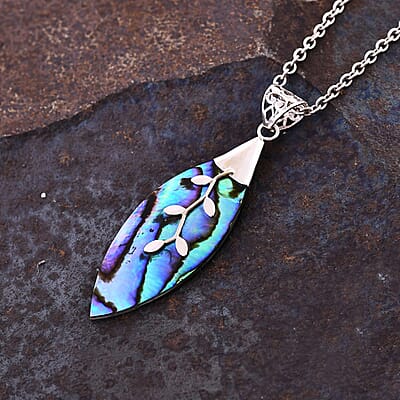 Abalone Shell Colorful Pendant in Sterling Silver