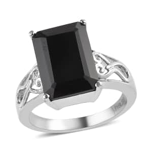 Thai Black Spinel Solitaire Ring in Stainless Steel (Size 10.0) 8.10 ctw