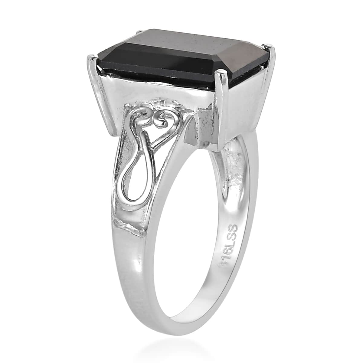Thai Black Spinel Solitaire Ring in Stainless Steel (Size 10.0) 8.10 ctw image number 3