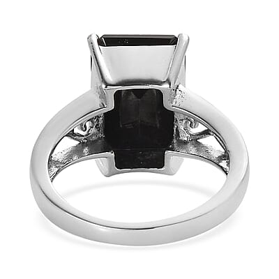 Thai Black Spinel Solitaire Ring in Stainless Steel (Size 10.0) 8.10 ctw