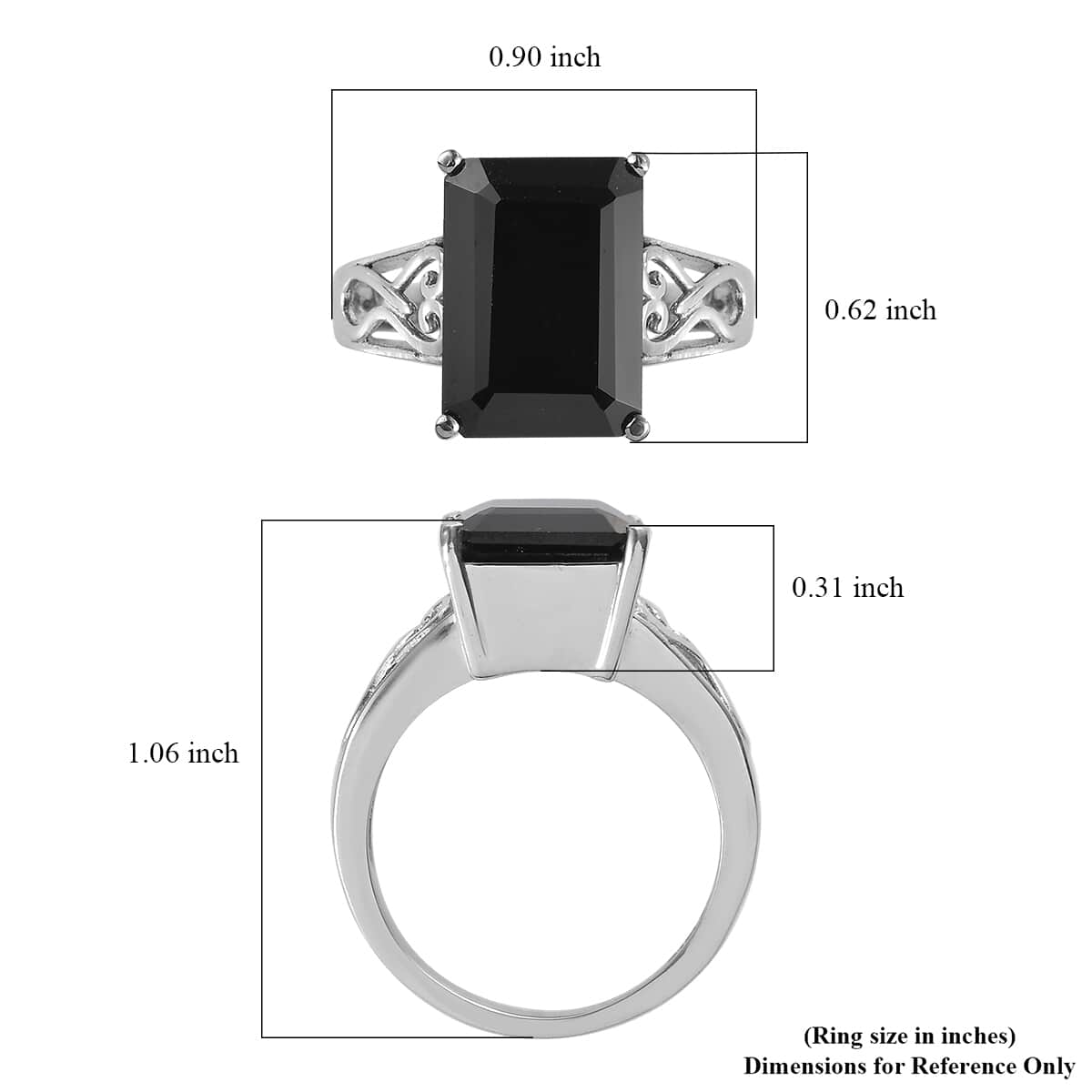 Thai Black Spinel Solitaire Ring in Stainless Steel (Size 10.0) 8.10 ctw image number 5