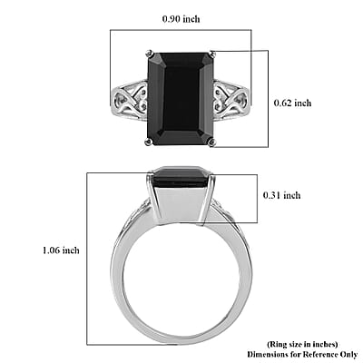 Thai Black Spinel Solitaire Ring in Stainless Steel (Size 10.0) 8.10 ctw