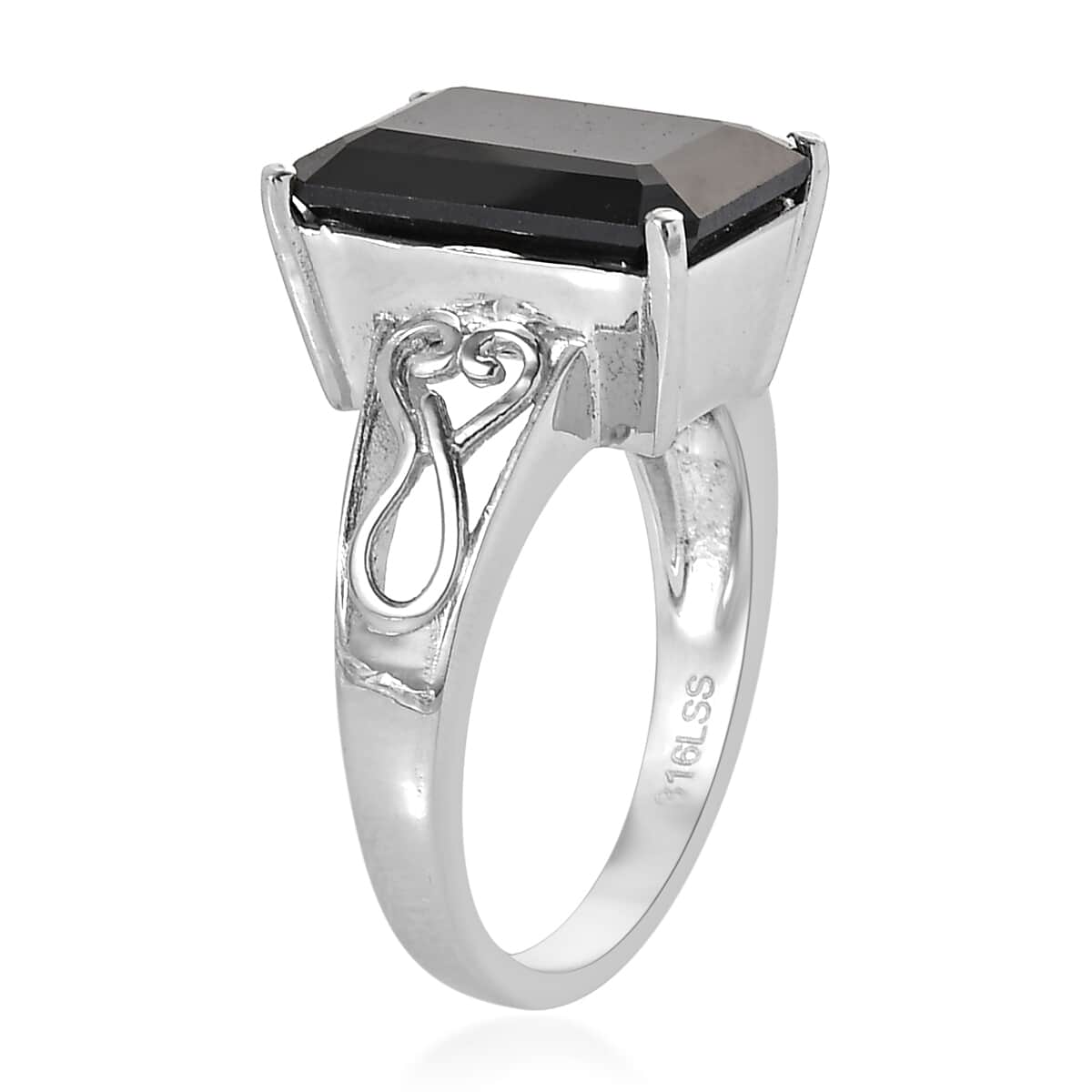 Thai Black Spinel Solitaire Ring in Stainless Steel (Size 11.0) 8.10 ctw image number 3