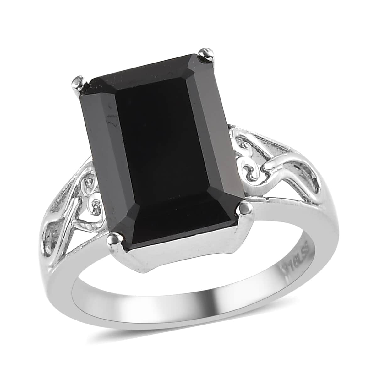 Thai Black Spinel Solitaire Ring in Stainless Steel (Size 7.0) 8.10 ctw image number 0