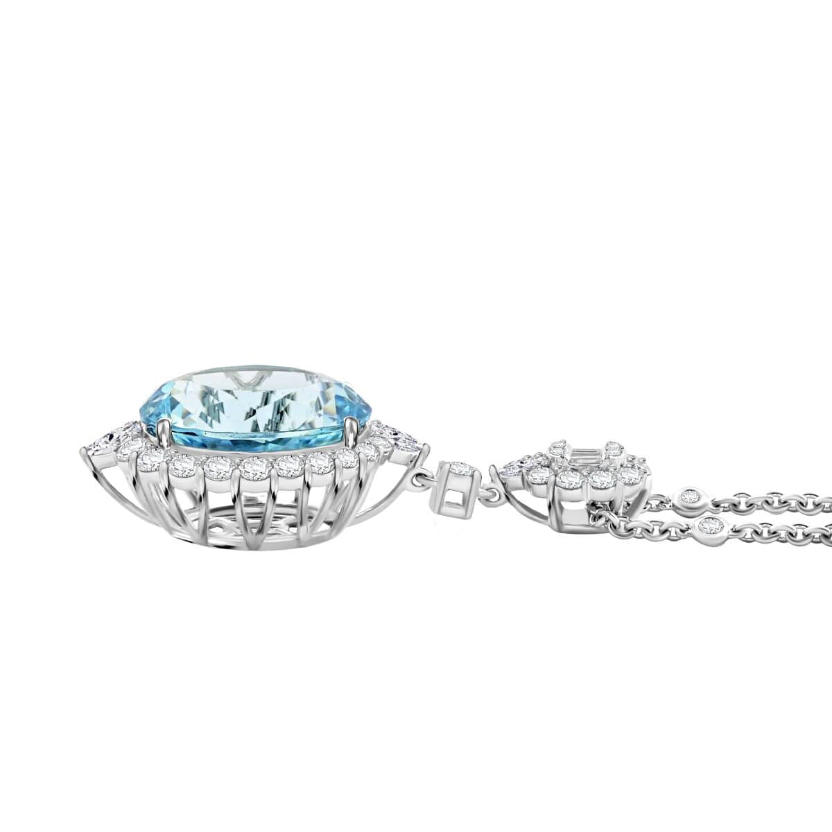 Chairman Vault Collection Certified & Appraised Rhapsody 950 Platinum AAAA Santa Maria Aquamarine and E-F VS Diamond Pendant 18 Inches 15.32 Grams 12.11 ctw image number 1