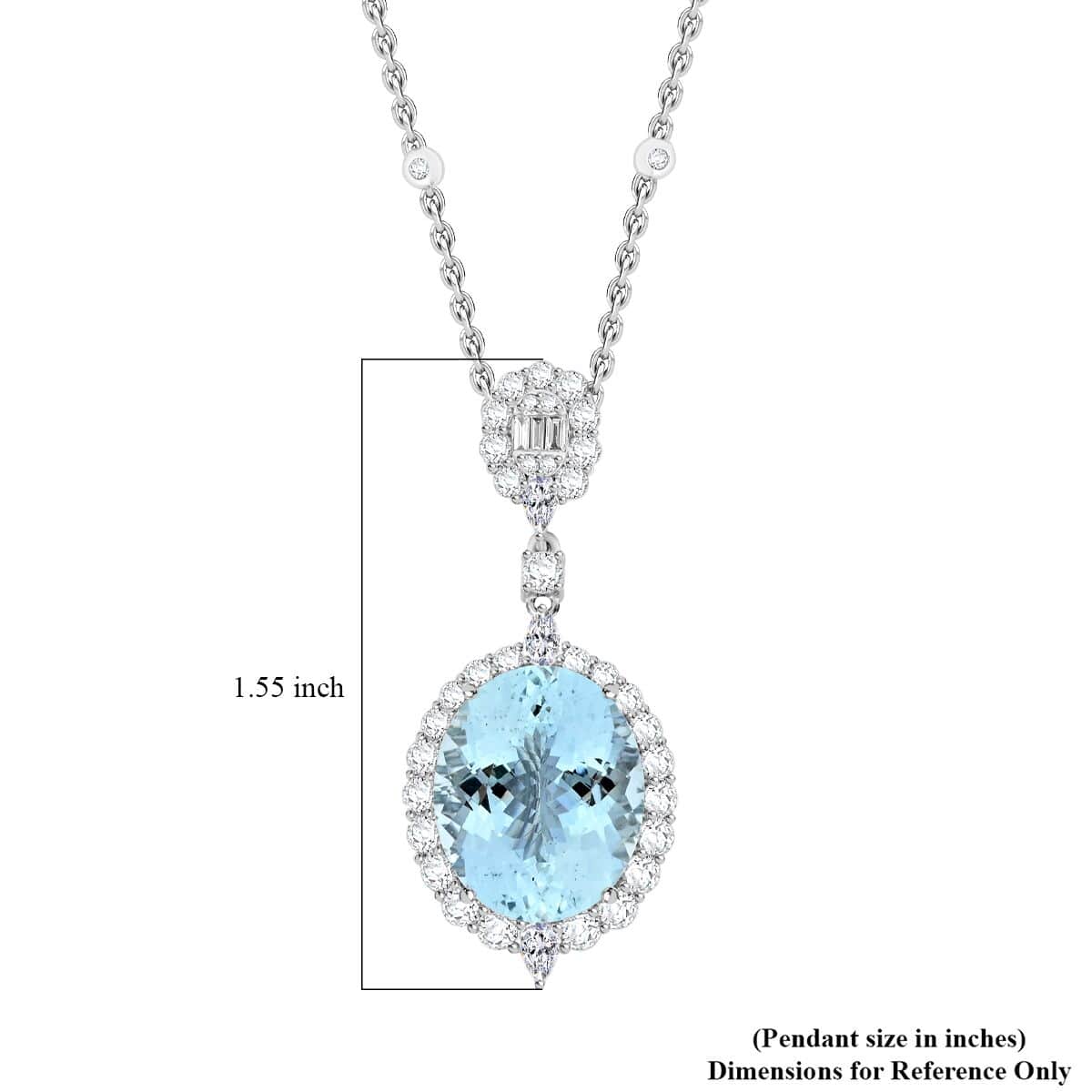 Chairman Vault Collection Certified & Appraised Rhapsody 950 Platinum AAAA Santa Maria Aquamarine and E-F VS Diamond Pendant 18 Inches 15.32 Grams 12.11 ctw image number 4