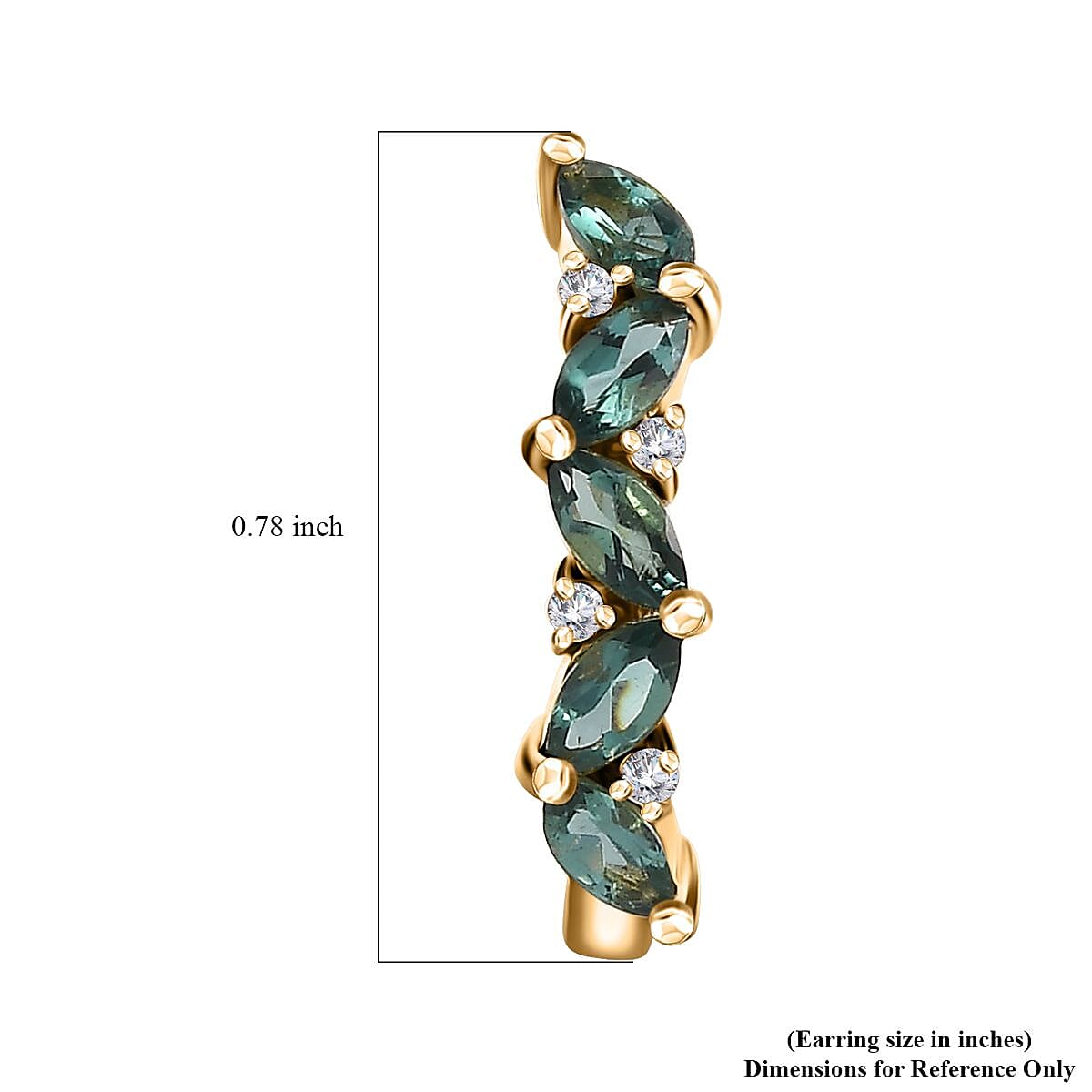 Indian Ocean Apatite and Moissanite J-Hoop Earrings in Vermeil Yellow Gold Over Sterling Silver 1.60 ctw