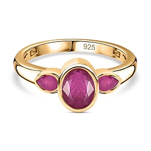 African Ruby 2.16 ctw Ring in 18K Vermeil Yellow Gold Over Sterling Silver (Size 10.0)
