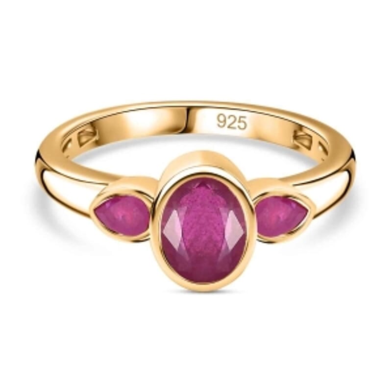 African Ruby 2.16 ctw Ring in 18K Vermeil Yellow Gold Over Sterling Silver (Size 10.0)