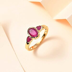 African Ruby 2.16 ctw Ring in 18K Vermeil Yellow Gold Over Sterling Silver (Size 10.0)
