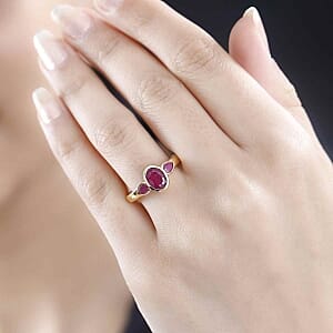 African Ruby 2.16 ctw Ring in 18K Vermeil Yellow Gold Over Sterling Silver (Size 10.0)