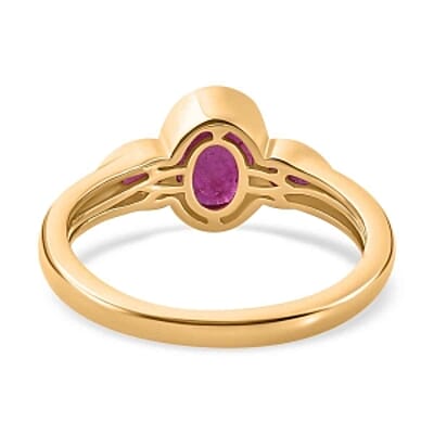 African Ruby 2.16 ctw Ring in 18K Vermeil Yellow Gold Over Sterling Silver (Size 10.0)
