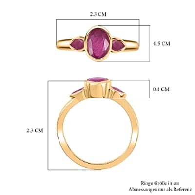 African Ruby 2.16 ctw Ring in 18K Vermeil Yellow Gold Over Sterling Silver (Size 10.0)