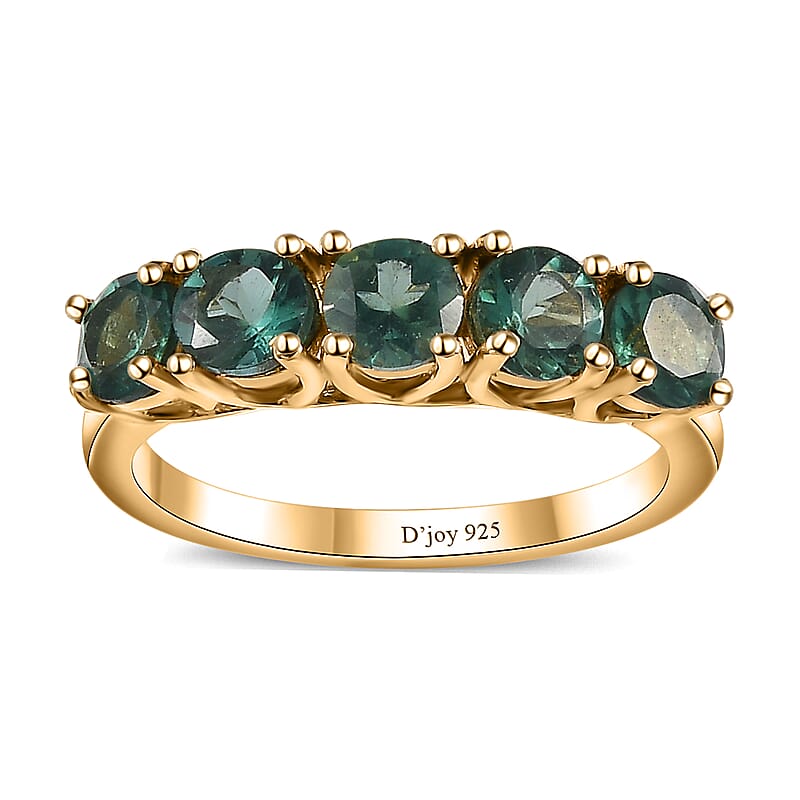 Indian Ocean Apatite 5 Stone Ring in Vermeil Yellow Gold Over Sterling Silver (Size 10.0) 1.50 ctw