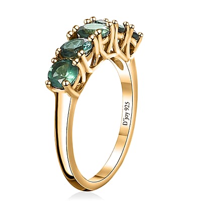 Indian Ocean Apatite 5 Stone Ring in Vermeil Yellow Gold Over Sterling Silver (Size 10.0) 1.50 ctw