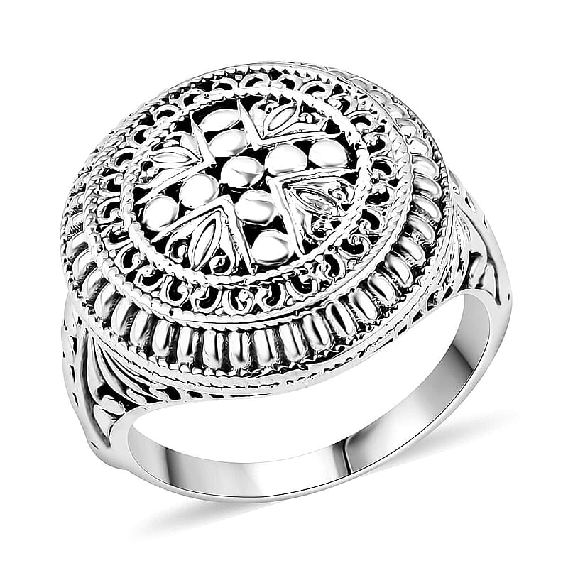 Bali Legacy Floral Ring in Sterling Silver (Size 10.0) 7.35 Grams