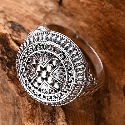 Bali Legacy Floral Ring in Sterling Silver (Size 10.0) 7.35 Grams