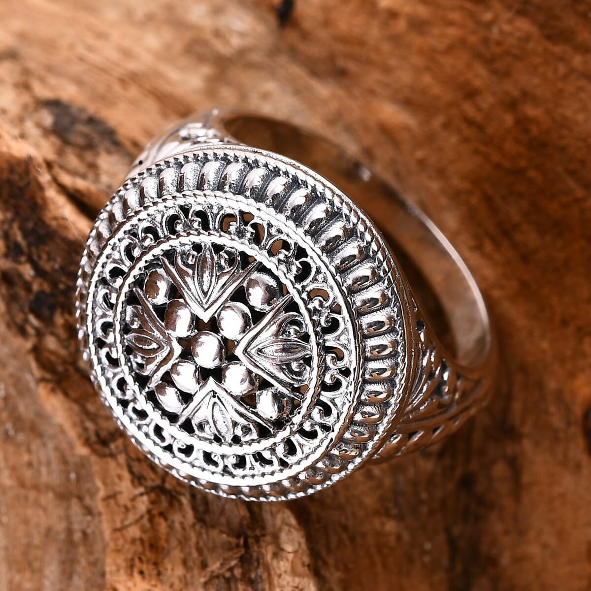 Bali Legacy Floral Ring in Sterling Silver (Size 5.0) 7.35 Grams image number 1