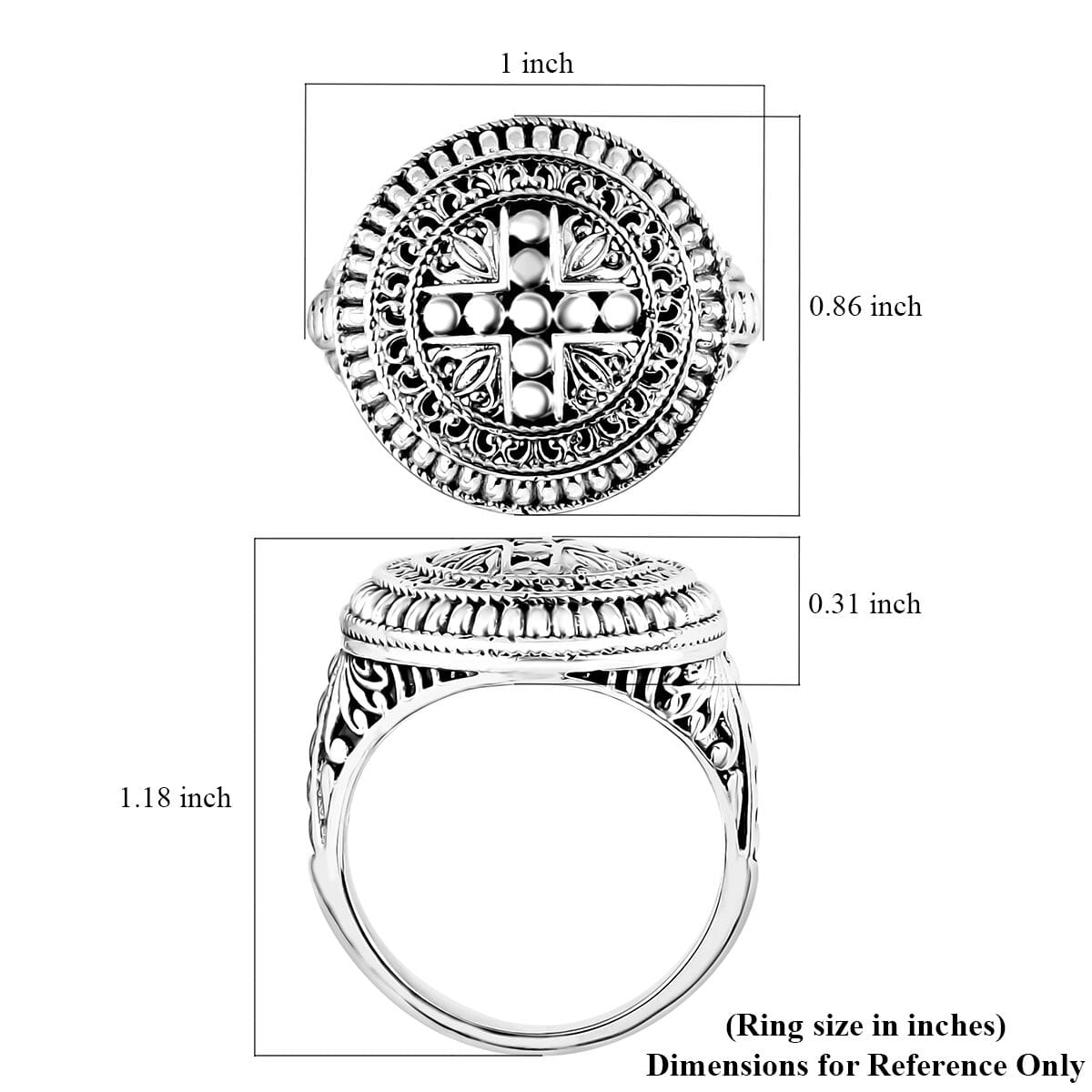 Bali Legacy Floral Ring in Sterling Silver (Size 8.0) 7.35 Grams image number 5