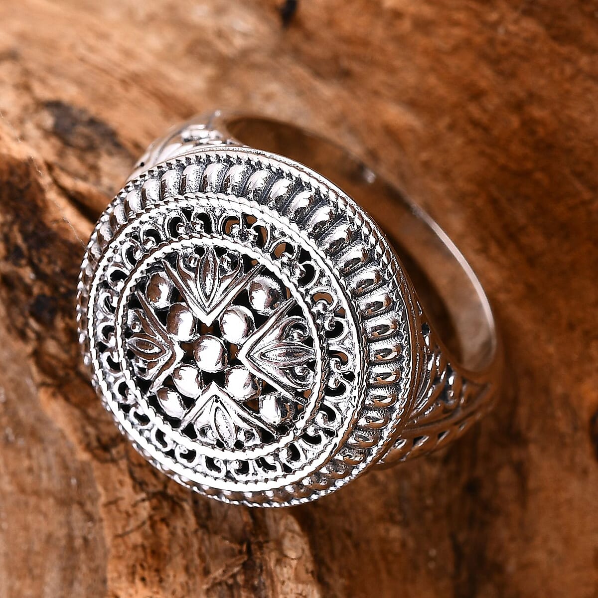 Bali Legacy Floral Ring in Sterling Silver (Size 9.0) 7.35 Grams image number 1