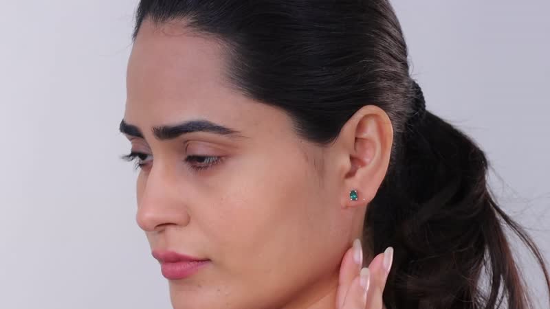 Indian Ocean Apatite Solitaire Stud Earrings in Platinum Over Sterling Silver 1.00 ctw