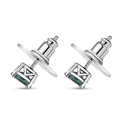 Indian Ocean Apatite Solitaire Stud Earrings in Platinum Over Sterling Silver 1.00 ctw