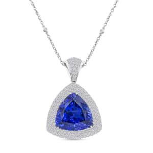Chairman Vault Collection Certified & Appraised Rhapsody 950 Platinum AAAA Tanzanite and E-F VS Diamond Pendant Necklace 18 Inches 21.15 Grams 26.45 ctw