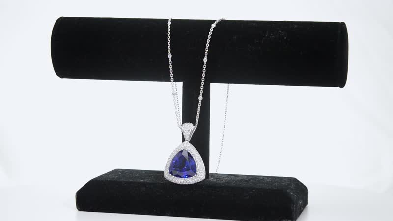 Chairman Vault Collection Certified & Appraised Rhapsody 950 Platinum AAAA Tanzanite and E-F VS Diamond Pendant Necklace 18 Inches 21.15 Grams 26.45 ctw