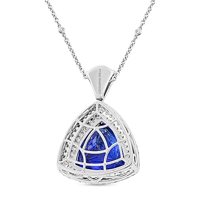 Chairman Vault Collection Certified & Appraised Rhapsody 950 Platinum AAAA Tanzanite and E-F VS Diamond Pendant Necklace 18 Inches 21.15 Grams 26.45 ctw