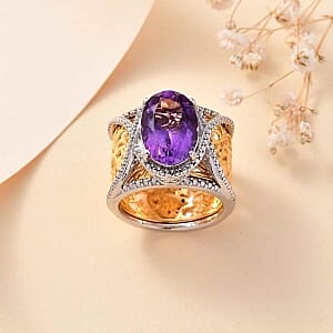 Mashamba Amethyst 5.57 ctw Ring in Goldtone (Size 10)