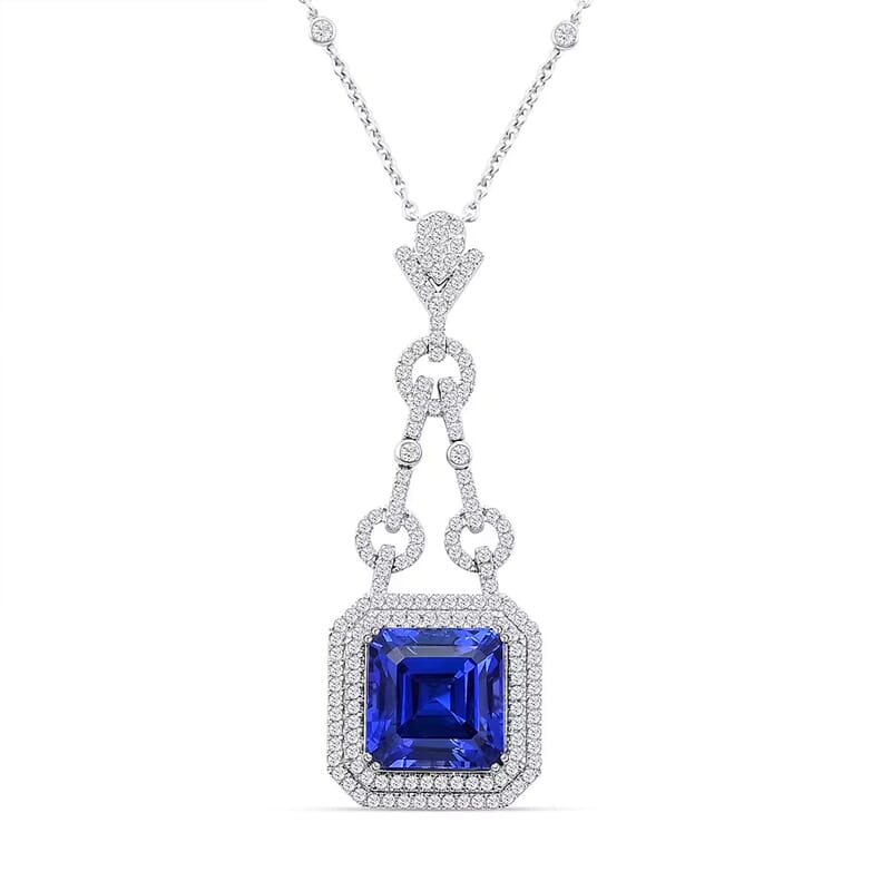 Chairman Vault Collection Certified & Appraised Rhapsody 950 Platinum AAAA Tanzanite and E-F VS Diamond Pendant Necklace 18 Inches 24.80 Grams 24.85 ctw