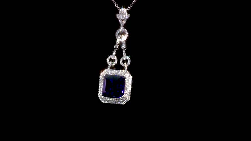 Chairman Vault Collection Certified & Appraised Rhapsody 950 Platinum AAAA Tanzanite and E-F VS Diamond Pendant Necklace 18 Inches 24.80 Grams 24.85 ctw