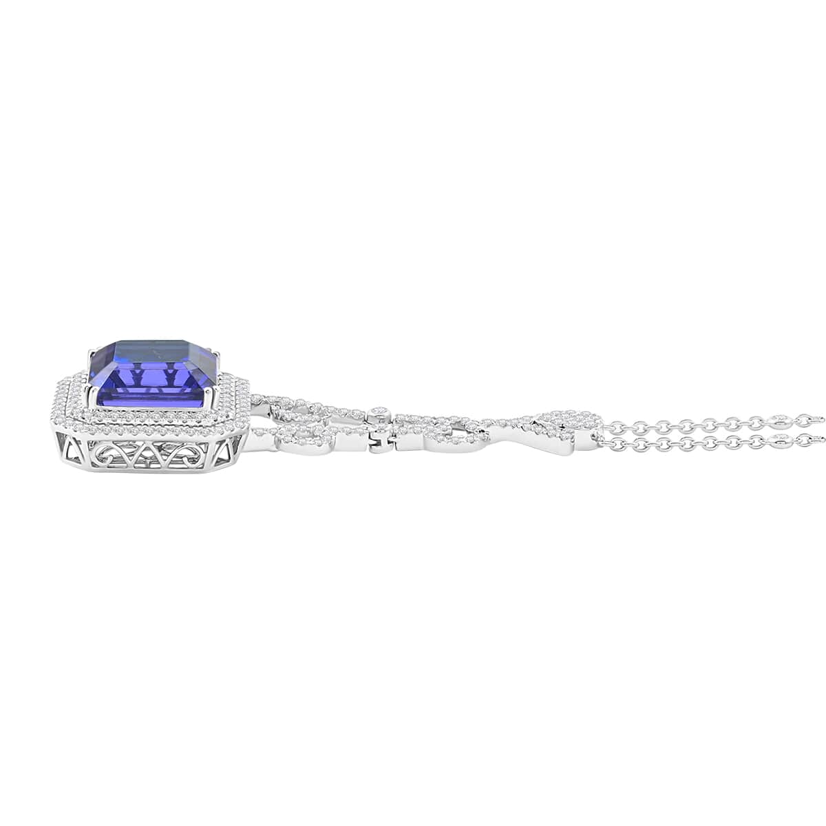 Chairman Vault Collection Certified & Appraised Rhapsody 950 Platinum AAAA Tanzanite and E-F VS Diamond Pendant Necklace 18 Inches 24.80 Grams 24.85 ctw image number 2