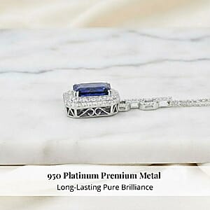 Chairman Vault Collection Certified & Appraised Rhapsody 950 Platinum AAAA Tanzanite and E-F VS Diamond Pendant Necklace 18 Inches 24.80 Grams 24.85 ctw