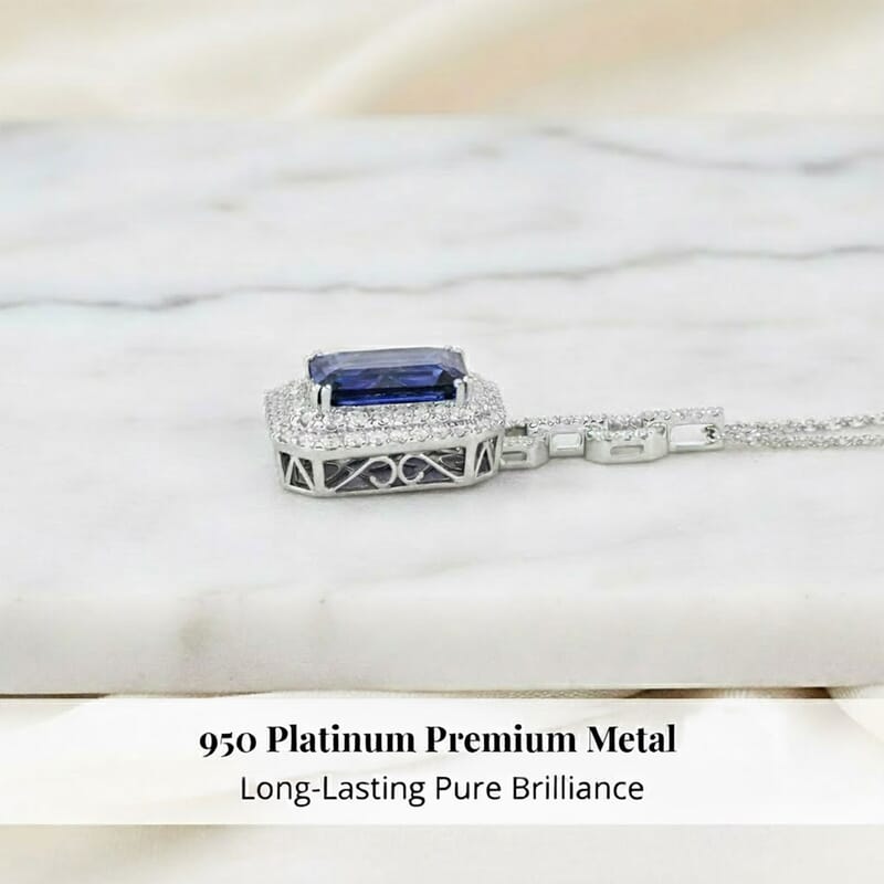 Chairman Vault Collection Certified & Appraised Rhapsody 950 Platinum AAAA Tanzanite and E-F VS Diamond Pendant Necklace 18 Inches 24.80 Grams 24.85 ctw