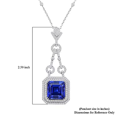 Chairman Vault Collection Certified & Appraised Rhapsody 950 Platinum AAAA Tanzanite and E-F VS Diamond Pendant Necklace 18 Inches 24.80 Grams 24.85 ctw