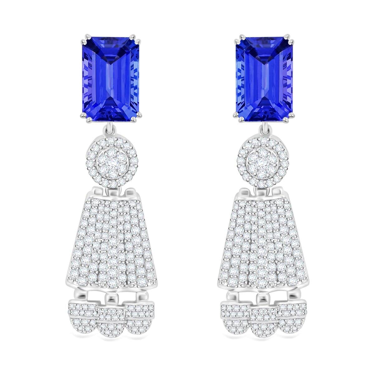 Chairman Vault Collection Certified & Appraised Rhapsody 950 Platinum AAAA Tanzanite and E-F VS Diamond Earrings 37.15 Grams 25.47 ctw image number 0