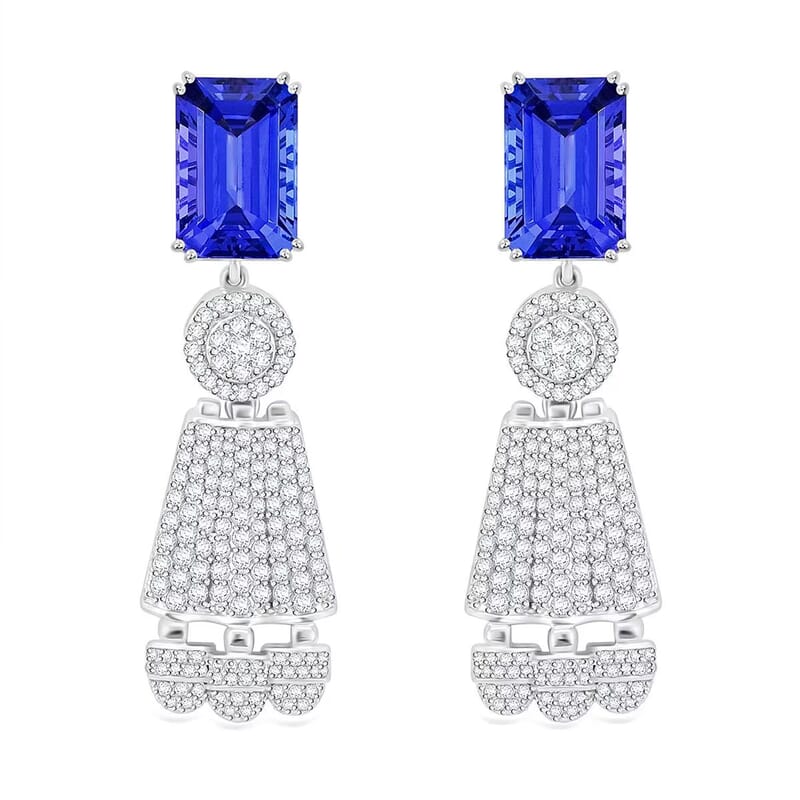 Chairman Vault Collection Certified & Appraised Rhapsody 950 Platinum AAAA Tanzanite and E-F VS Diamond Earrings 37.15 Grams 25.47 ctw