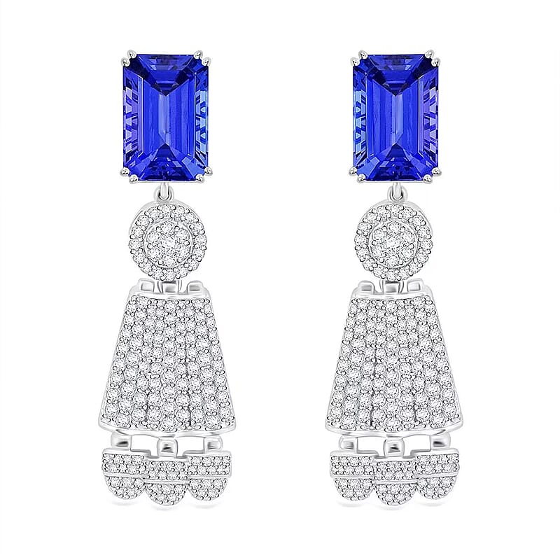 Chairman Vault Collection Certified & Appraised Rhapsody 950 Platinum AAAA Tanzanite and E-F VS Diamond Earrings 37.15 Grams 25.47 ctw