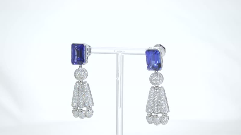 Chairman Vault Collection Certified & Appraised Rhapsody 950 Platinum AAAA Tanzanite and E-F VS Diamond Earrings 37.15 Grams 25.47 ctw
