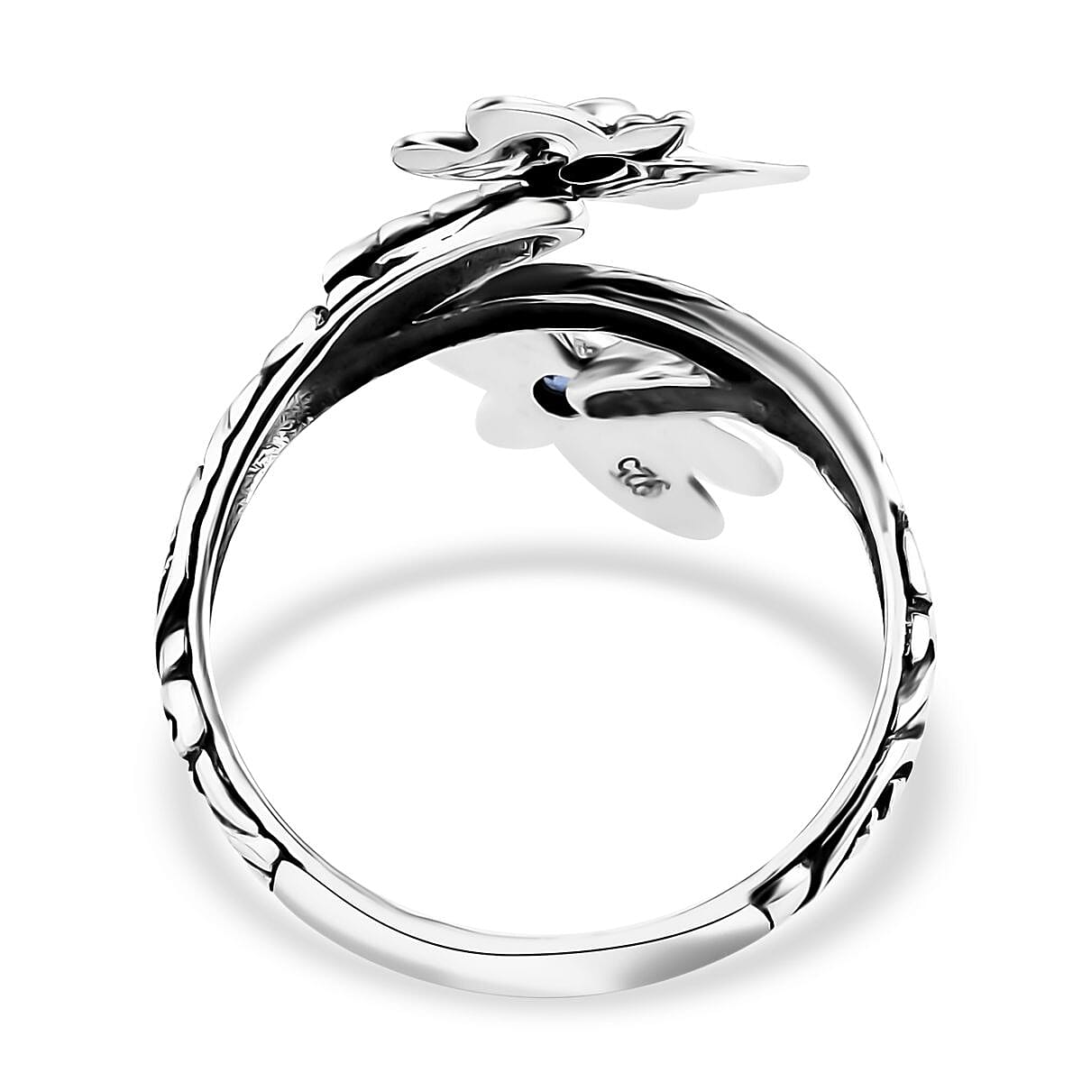 Bali Legacy Blue Sapphire 0.25 ctw Dragonfly Ring in Sterling Silver (Size 10.0)