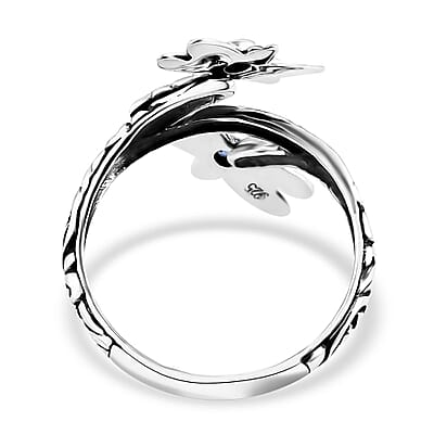 Bali Legacy Kanchanaburi Blue Sapphire 0.25 ctw Dragonfly Ring in Sterling Silver (Size 6.0)