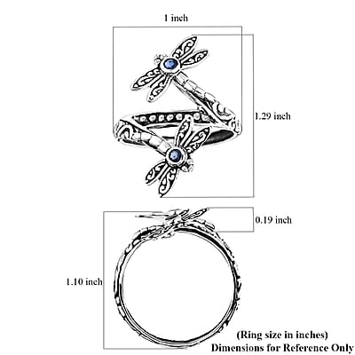 Bali Legacy Kanchanaburi Blue Sapphire 0.25 ctw Dragonfly Ring in Sterling Silver (Size 6.0)