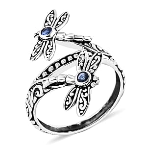 Bali Legacy Kanchanaburi Blue Sapphire 0.25 ctw Dragonfly Ring in Sterling Silver (Size 8.0)